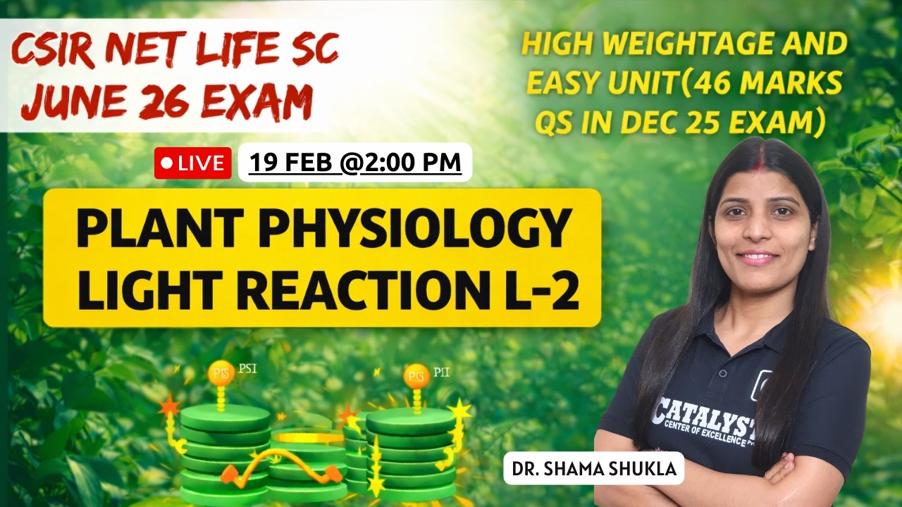 Light Reaction -Photosynthesis L-2 | Plant Physiology |  CSIR NET Life sc. June 26 |Dr. Shama shukla