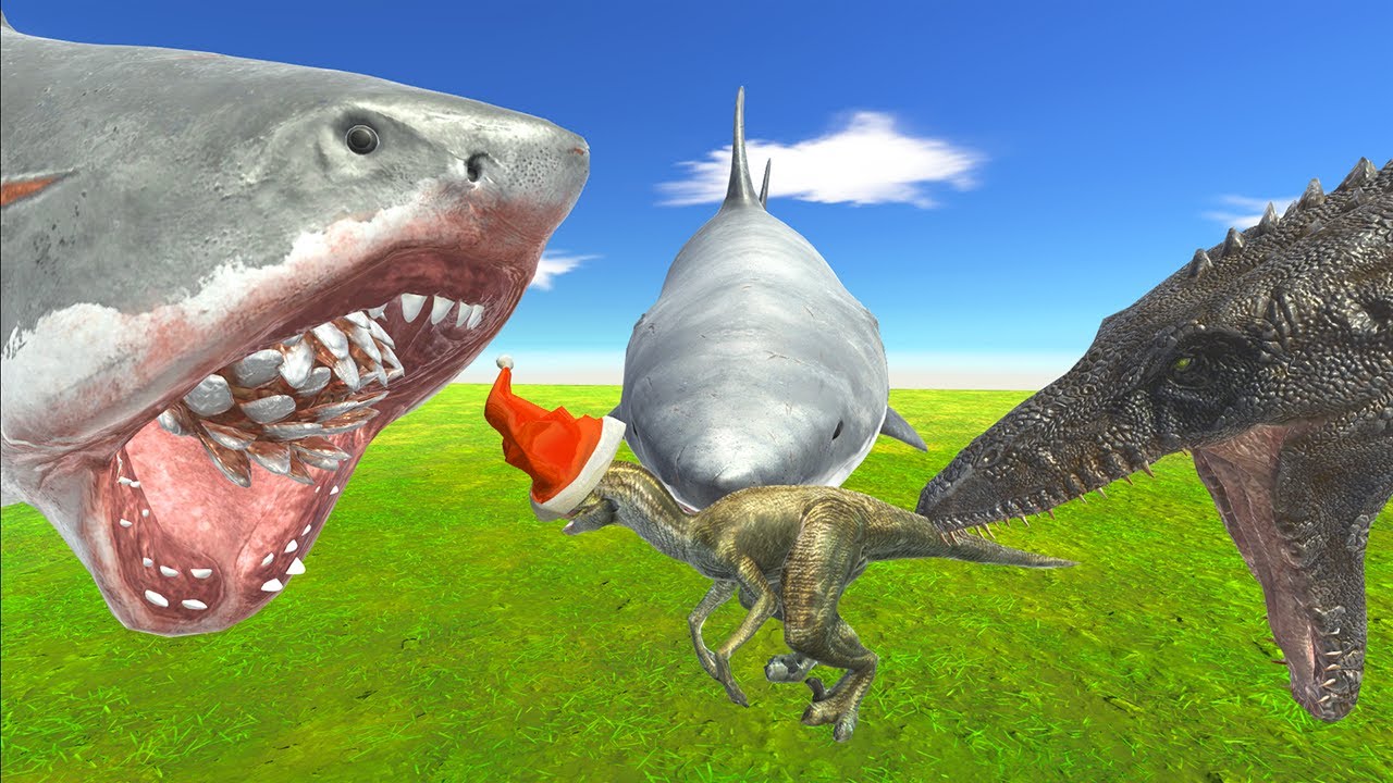 Aquatics VS Christmas Velociraptor - Animal Revolt Battle Simulator ARBS