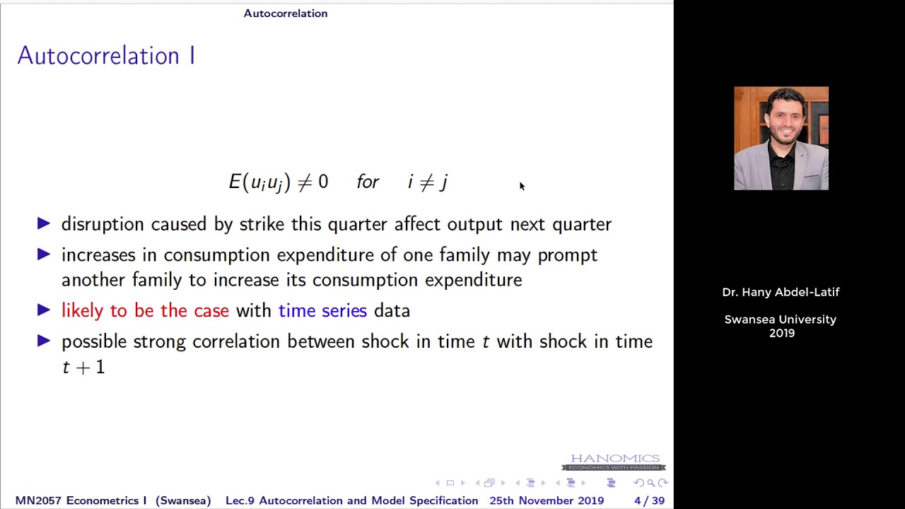 Lecture 9: Autocorrelation and Model Specification