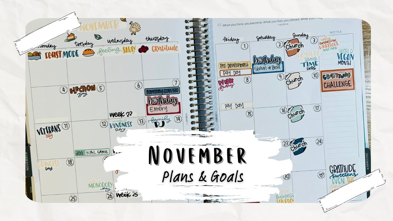 November Plans and Goals