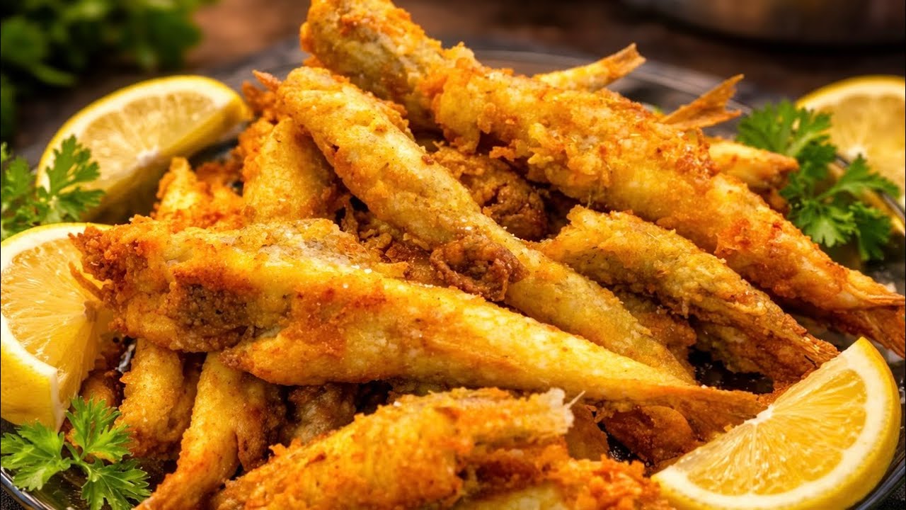 طريقة عمل سمك الأنشوجةاو البساريا🐬 المقلي المقرمش 😋 مع رز الصيادية بطريقة المطاعم🔥 