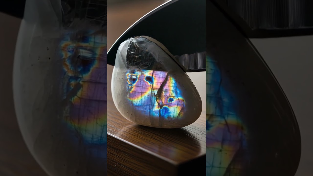 Moonstone Cut In Half AI ASMR | Crystal Cutting AI ASMR Vibrant Moonstone With Mirror Interior