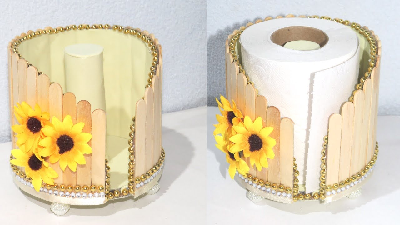 PORTA PAPEL HIGIÊNICO / IDEIA CRIATIVA COM PALITOS DE PICOLÉ