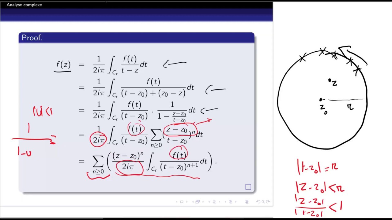 Analyse complexe (14/26):  Formule intégrale de Cauchy et Analycité des fonctions holomorphes