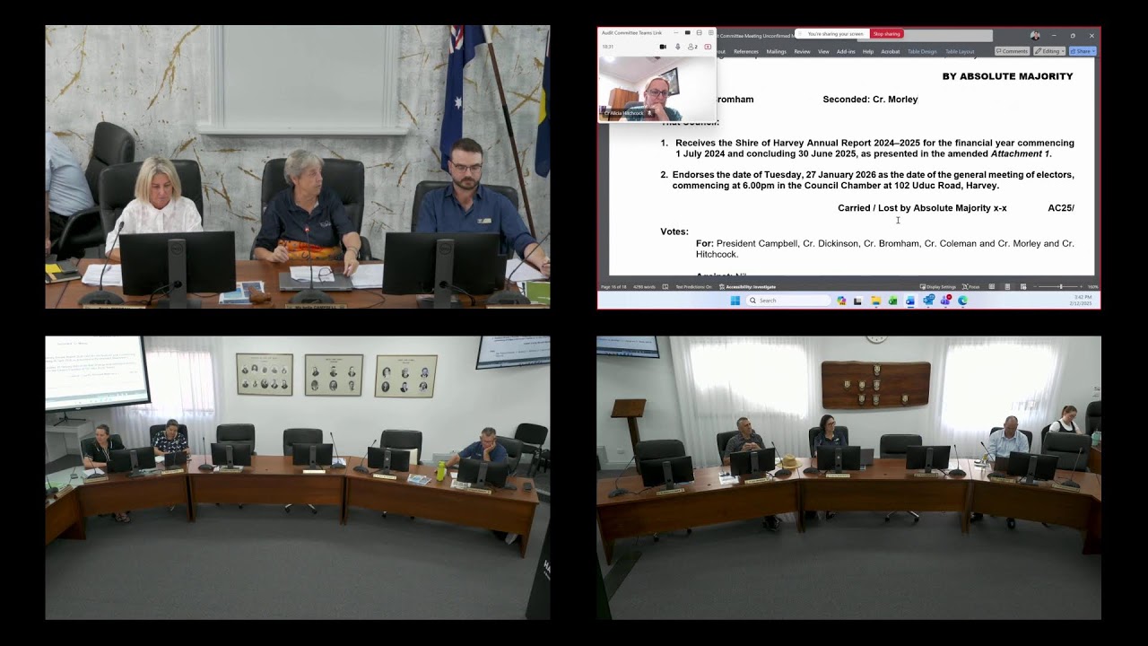 Harvey Council December Audit Committee  Meeting