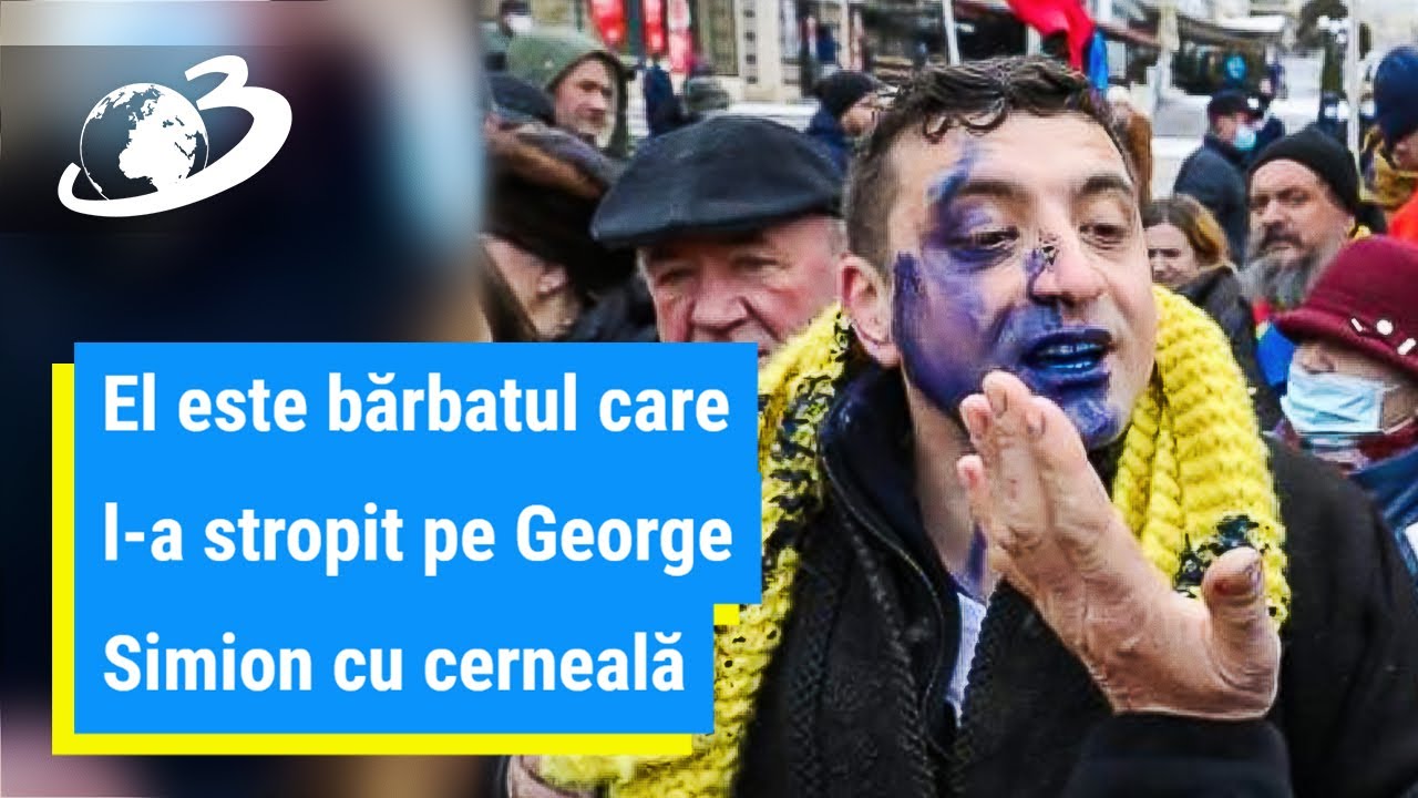 George Simion, stropit cu cerneală pe față. Atacatorul săltat de jandarmi