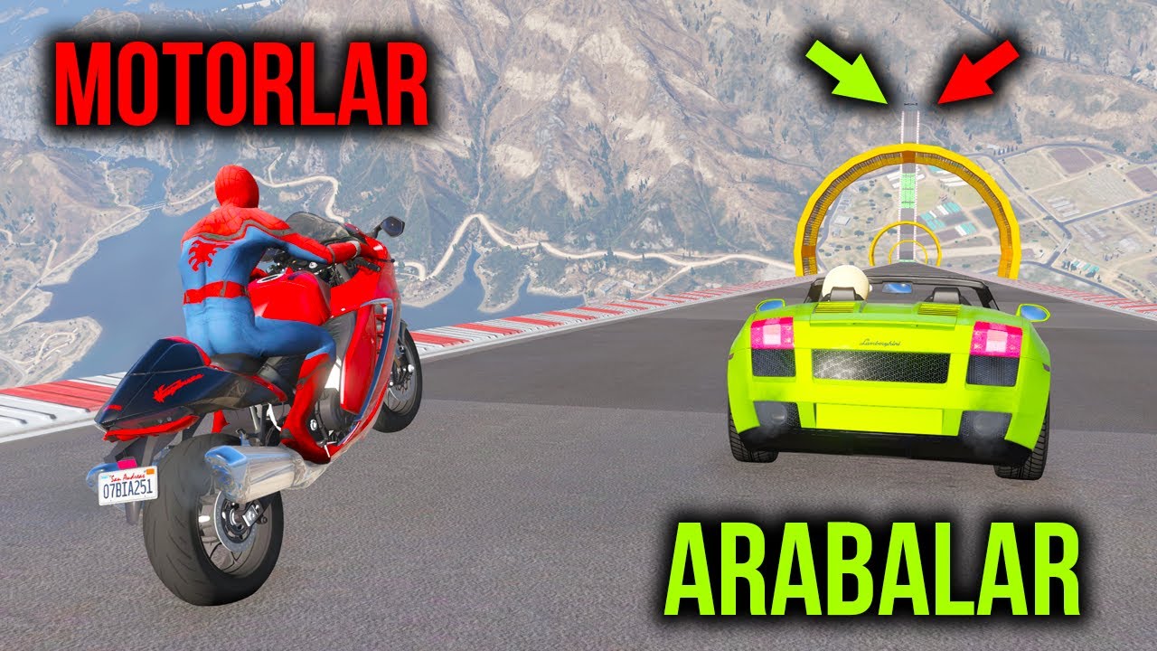 Pahalı Arabalar vs Pahalı Motorlar Uçma Parkurunda !!! Örümcek Abi ile GTA 5