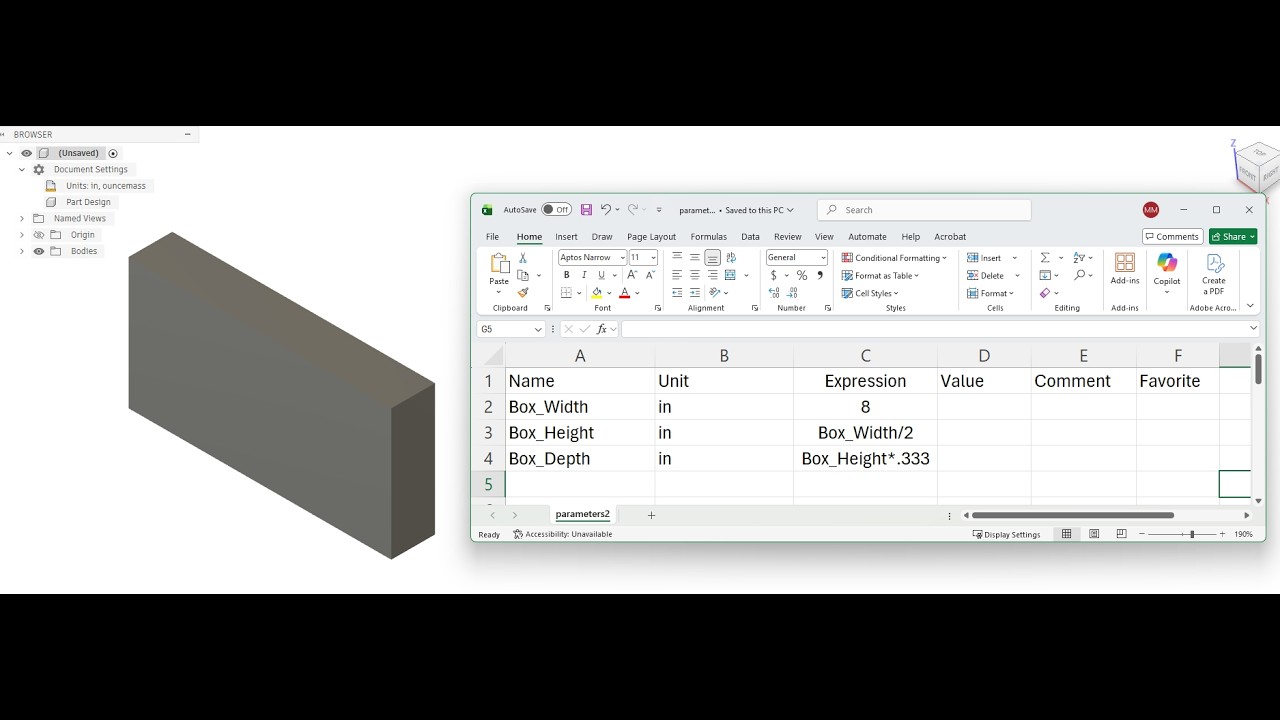 Autodesk Fusion Tutorial - Importing Parameters