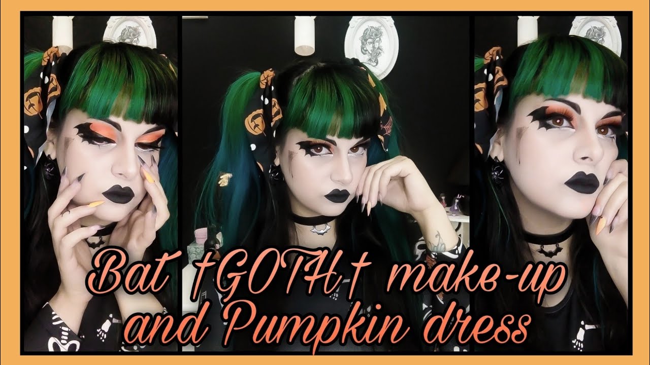 Bat †GOTH† Make-Up//Pumpkin dress//Halloween Make-up