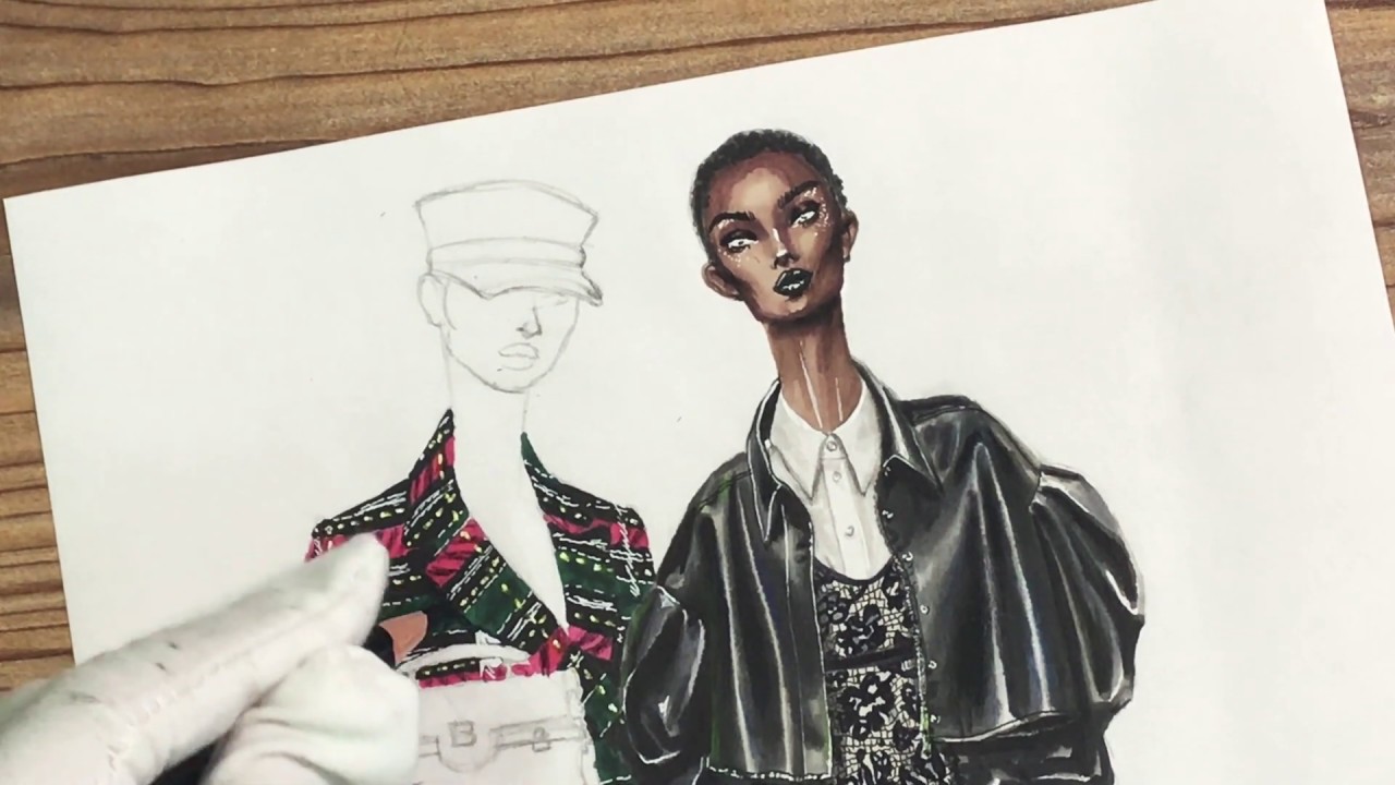 Fashion Marker Drawing: Tweed Jacket Rendering (Balmain Inspired)