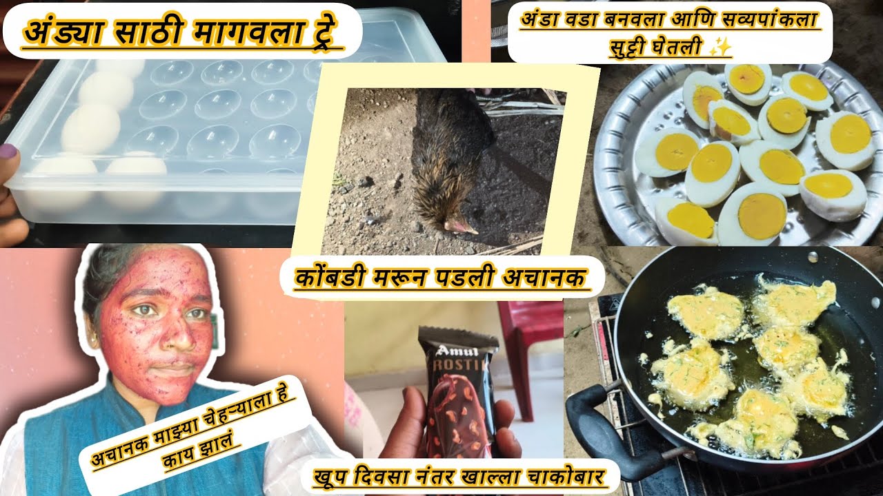 अचानक माझ्या चेहऱ्याला हे काय झालं/कोंबडी मरून पडली/अंडा वडा बनवला आणि स्वयंपाकाला सुट्टी घेतली/