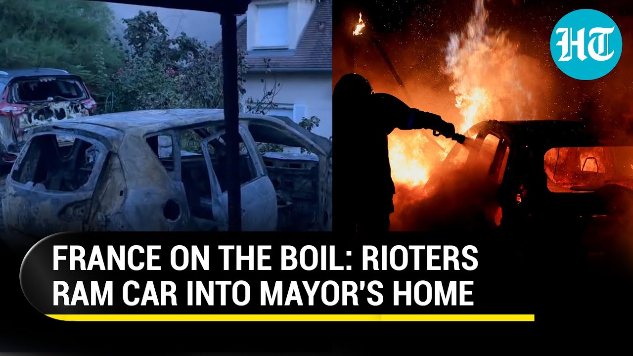 France Rioters Go Berserk in Paris; Ram Burning Car Into Mayor's Home | Watch