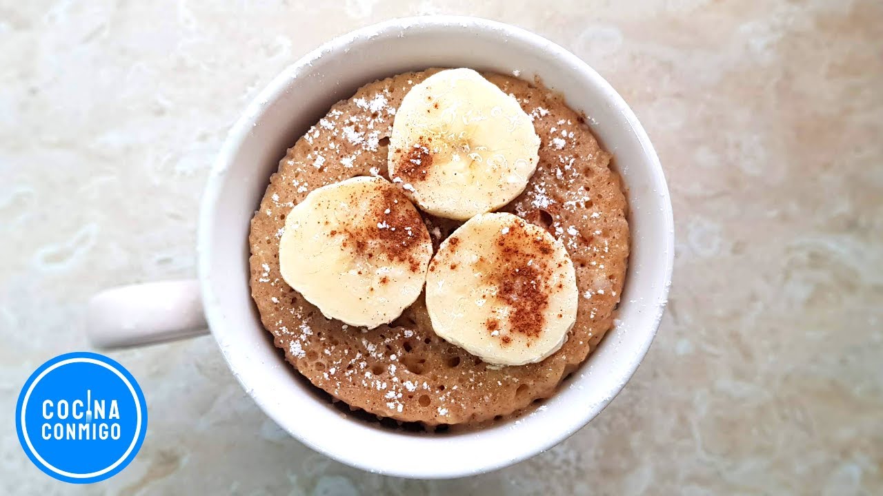 Cocina BIZCOCHO DE PLATANO al microondas 🍌 MUG CAKE DE BANANO