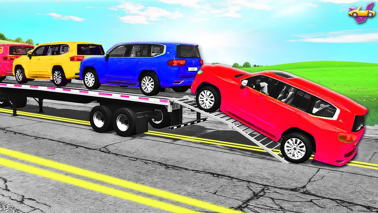 Colorful Truck + Trailer vs REVERSED Speed Bumps – Funny Weird Crashes – BeamNG Ep.1 🚆💥
