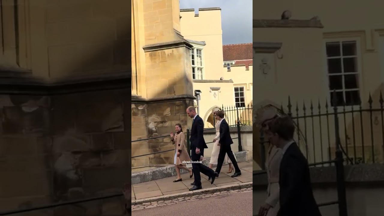Prince William & Kate Attend Easter Service with Their Children at Windsor Castle