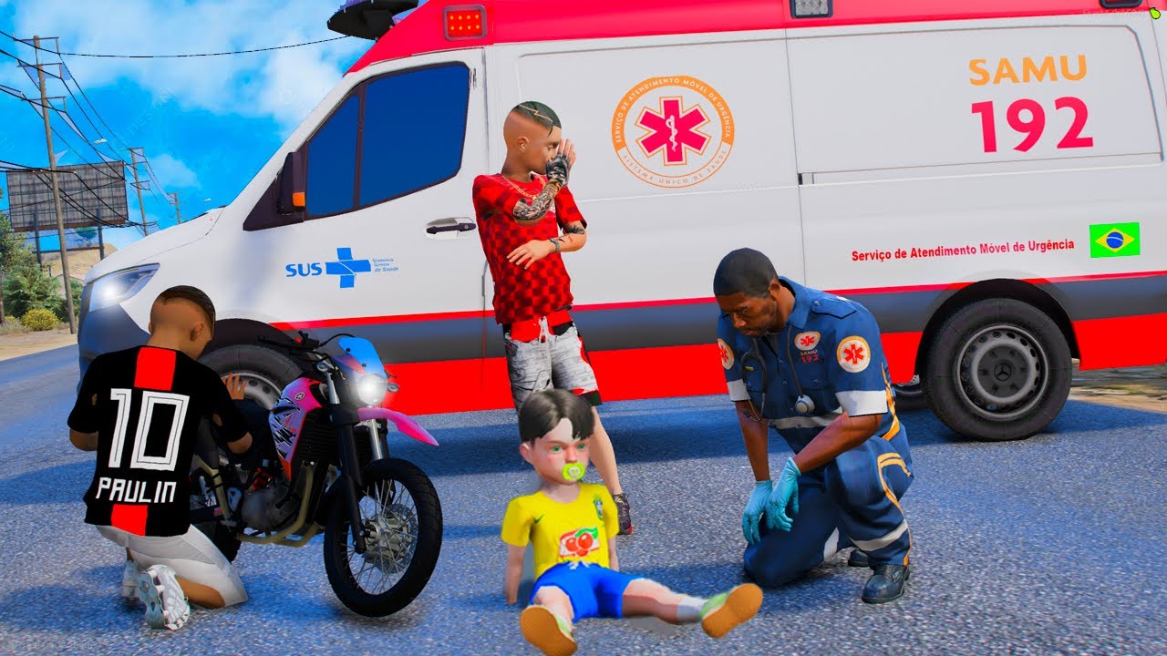 LEVEI MEU SOBRINHO PRO HOSPITAL DEPOIS DO ACIDENTE DE MOTO COM MEU AMIGO no GTA 5 VIDA REAL O FILME