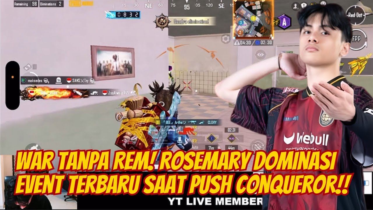 War Tanpa Rem‼️Rosemary Dominasi Event Terbaru Saat Push Conqueror 🥶😱 #pubgmobile 