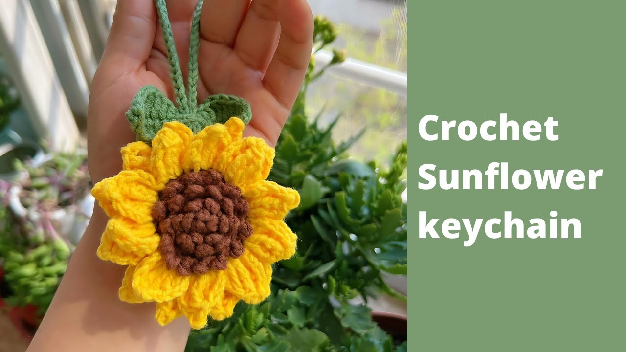 How to Crochet a Sunflower Keychain 🌻 Crochet Sunflower Tutorial | Crochet Flower Keychain