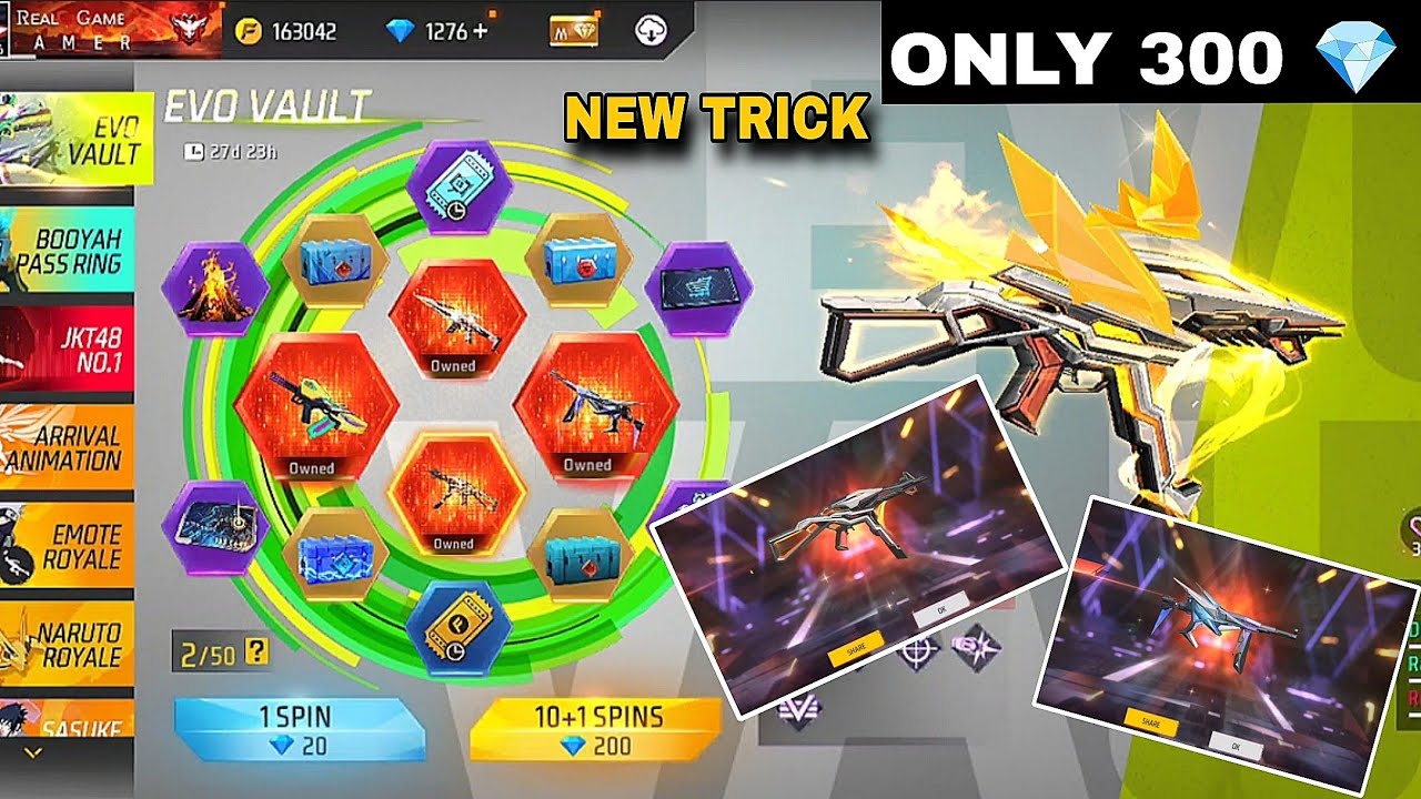 New Evo Vault Event Spin | Only 300 Diamond Ump And Chromasonic Mp40 Spin Trick 🤯🥳 | Ff New Event