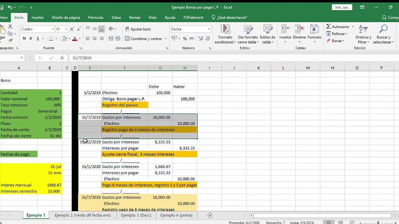 Ejemplo 1  Obligaciones Bonos por pagar Largo Plazo