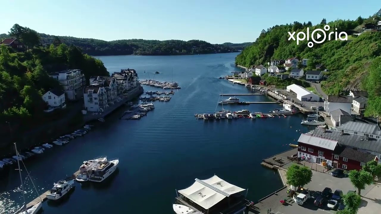 Tvedestrand town, South Norway 2018.07 aerial video