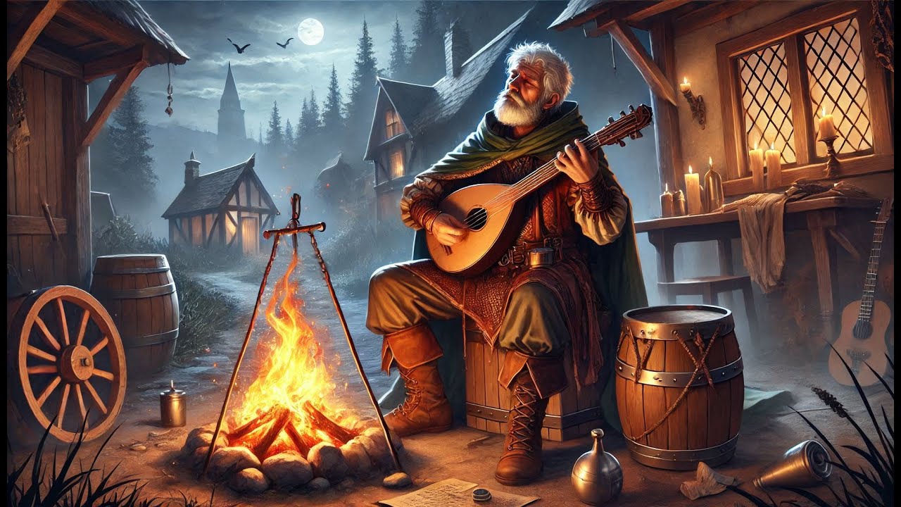 Medieval Ambiance 🎶 | Relaxing Music by the Fire with a Bard 🔥