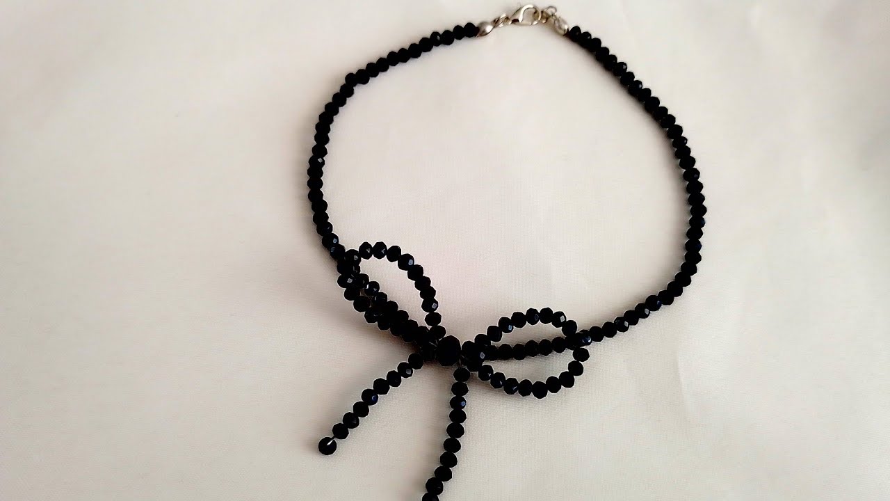 Fiyonklu Kolye yapımı.Making a Bow Necklace with Crystal Beads.