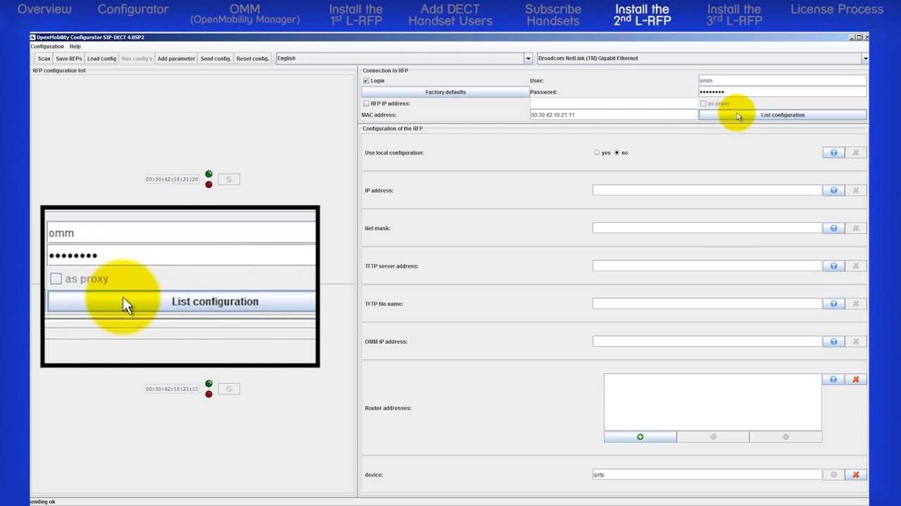 Mitel® SIP-DECT™ Enterprise Basic Installation Mod 7 Install the 2nd L-RFP
