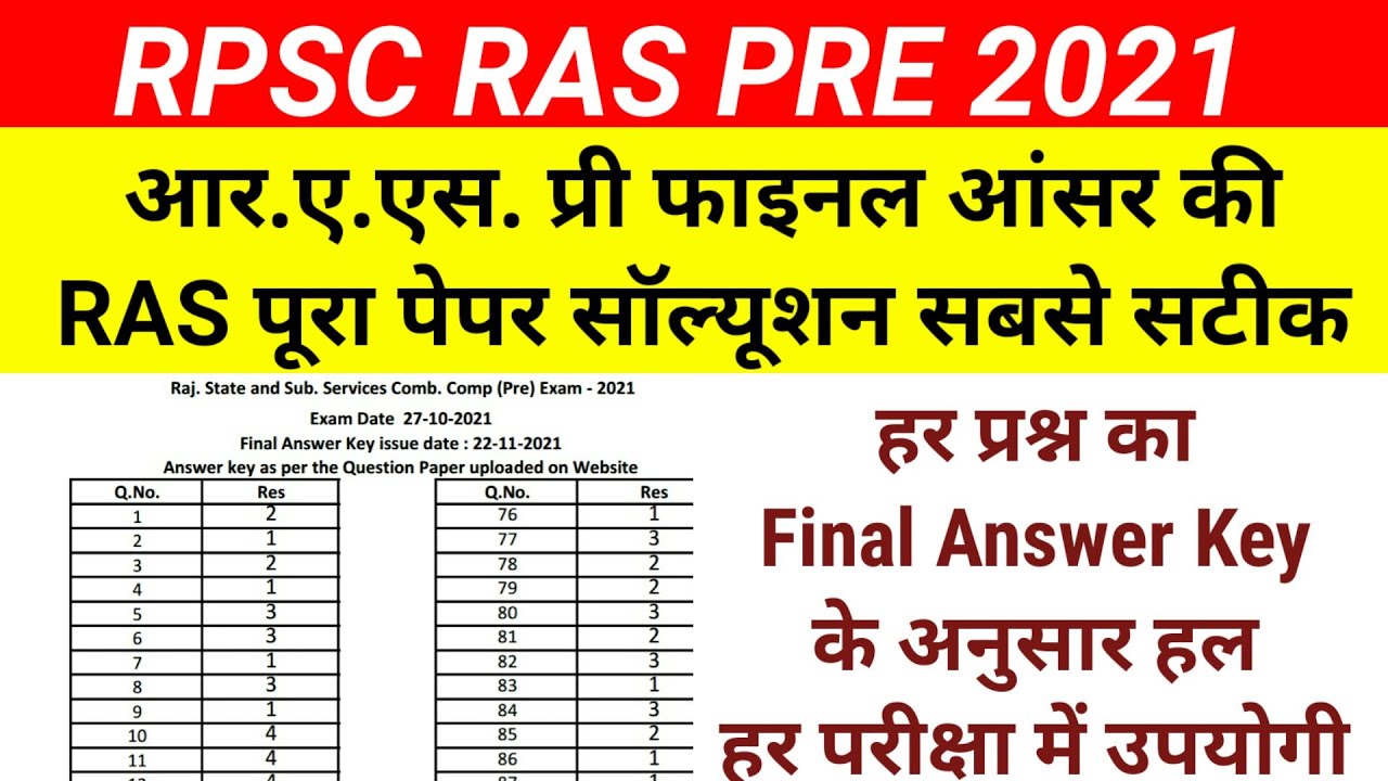 Ras Pre Paper 2021 | Rpsc Ras Pre Paper 2021 | Rpsc Ras Previous Year Paper