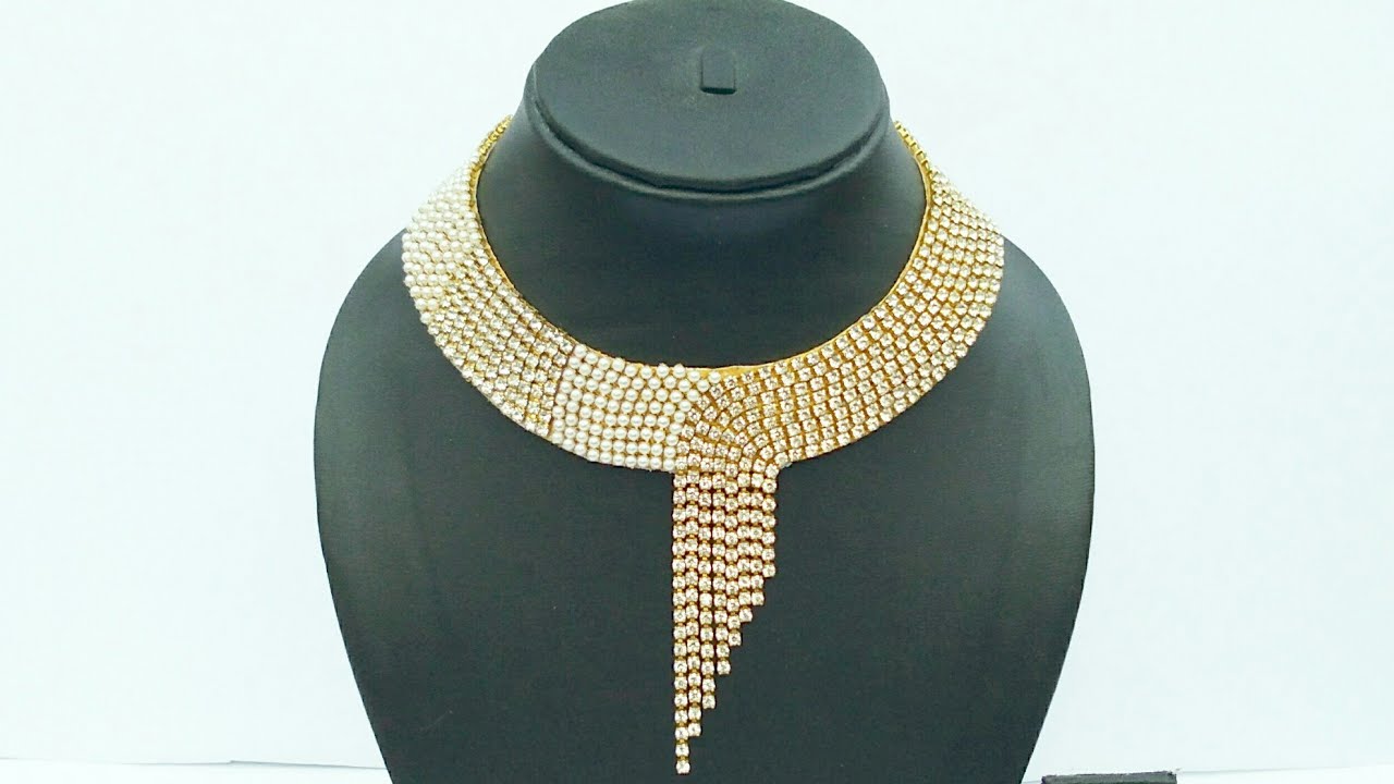 How To Make Bridal Necklace // Designer Pearls  Necklace // DIY // Chokar // Home Made Tutorial