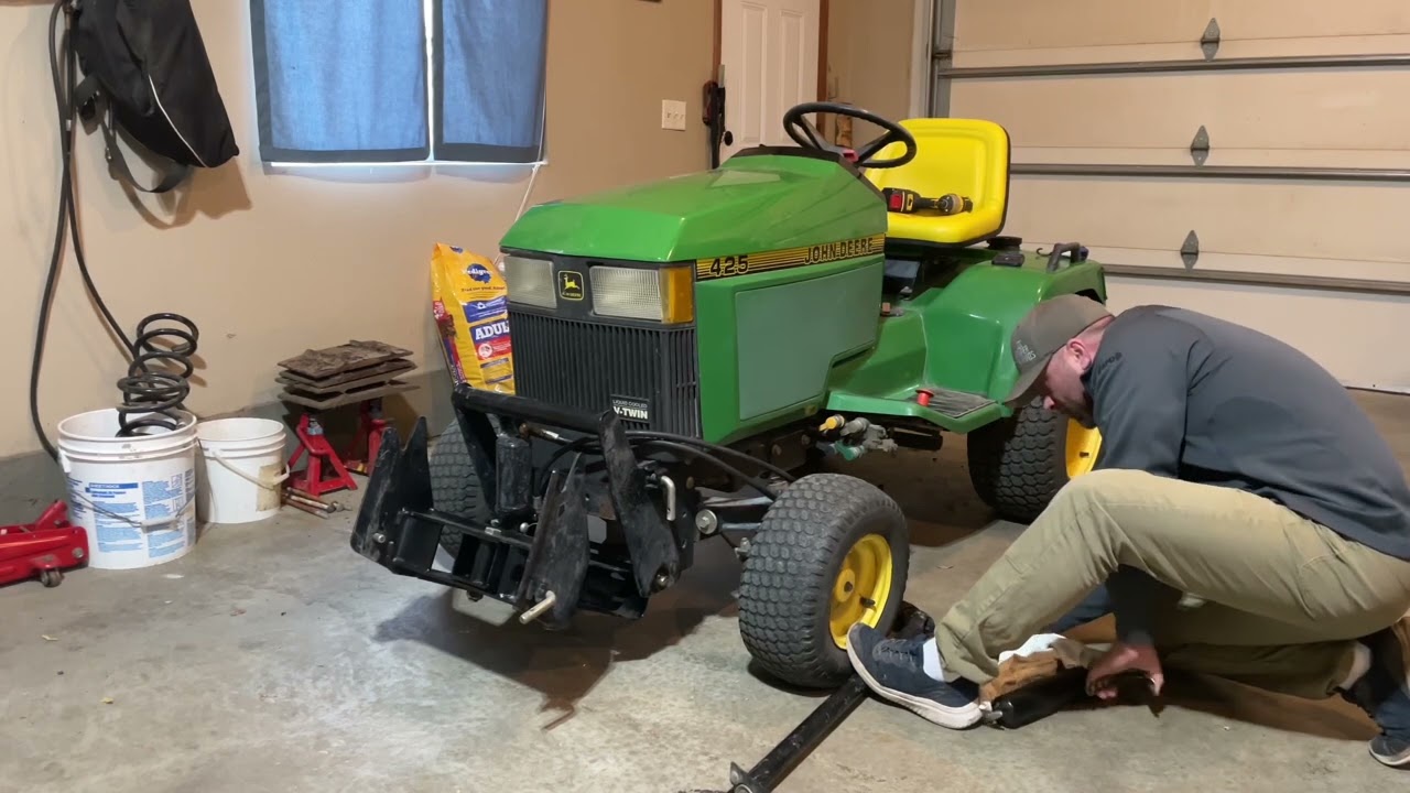 John Deere 425 remove deck,attach quick hitch and snowthrower!   #johndeere