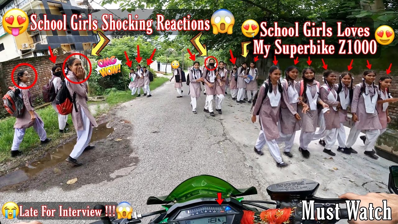 School Girls Shocking Reactions & School Girls Crazy Reactions On Superbike Z1000 & My Interview OMG
