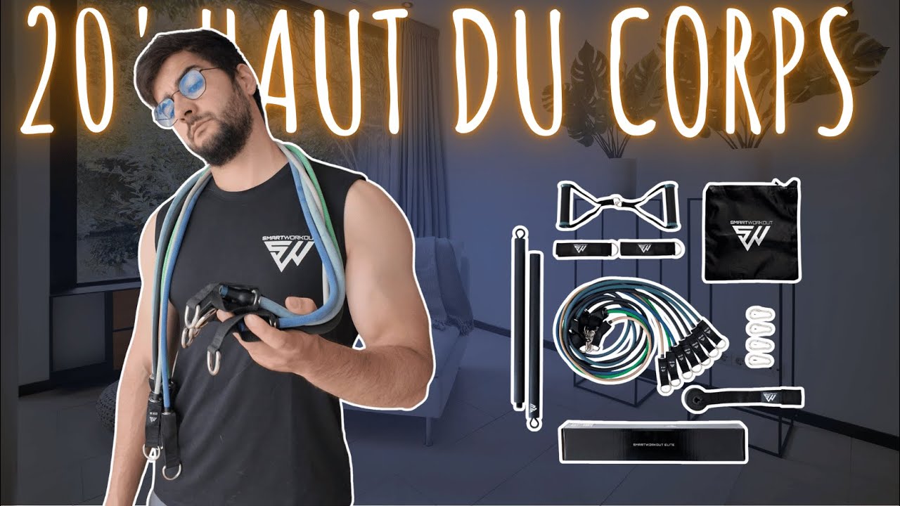 Pack ELITE de SMARTWORKOUT : 20' HAUT DU CORPS, séance à la maison avec élastique de musculation