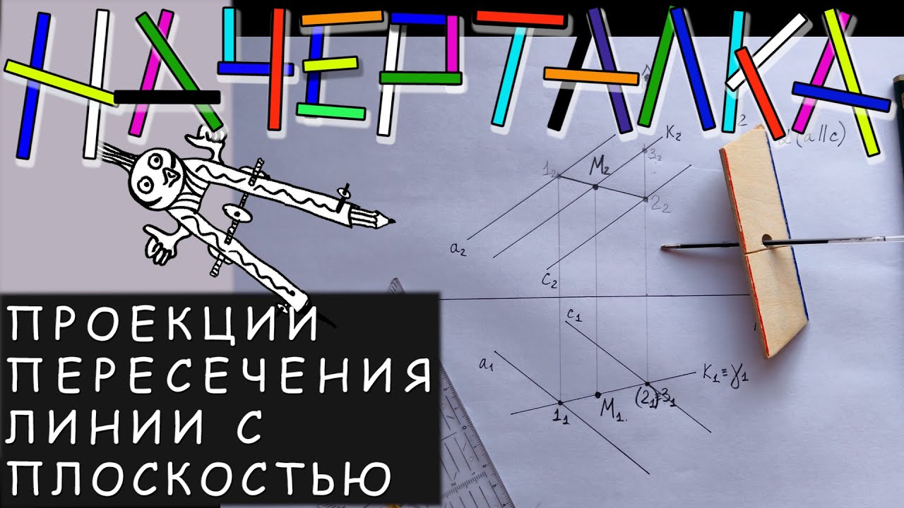 Точка пересечения линии с плоскостью заданной параллельными прямыми. Линия и плоскость пересекаются