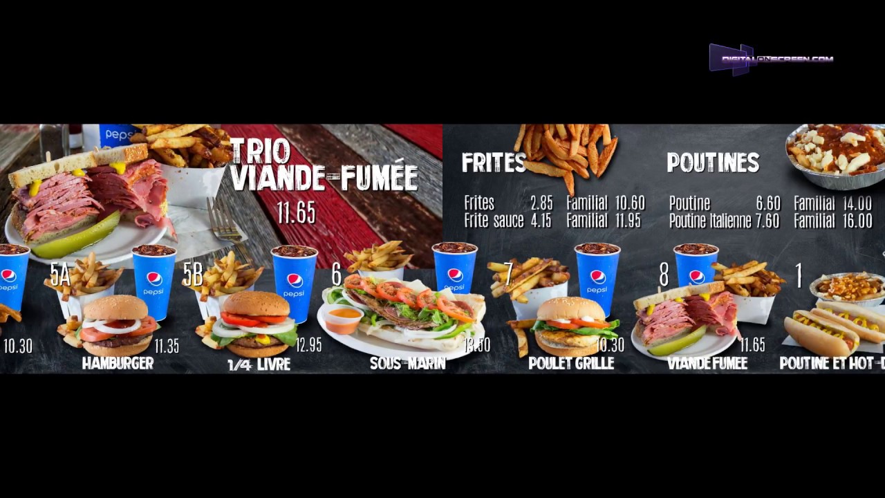 Digital menu for the Belle Province restaurant franchise in Montreal