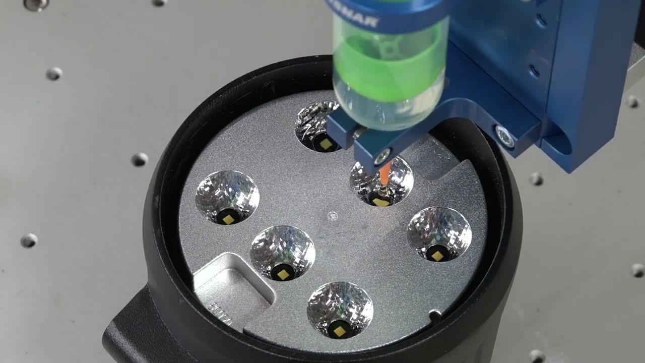 LED Encapsulation in a Light Housing with the F4303N ADVANCE 3-Axis Robot - Fisnar