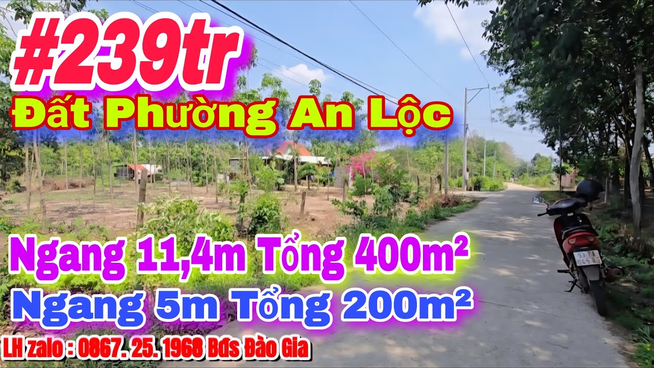 (33) 239tr | Đất Ngang 11,4m, Tổng 400m² có 50m² thổ cư LH 0867251968 #bdsbinhphuoc
