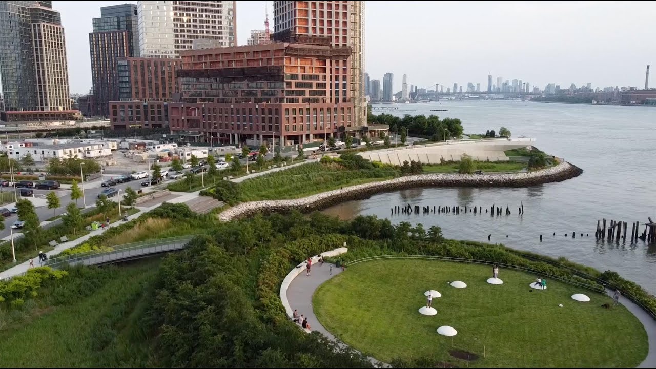 Hunters Point Park South Luminescence LIC Queens NY USA Gotham Drone Manhattan Brooklyn Travel