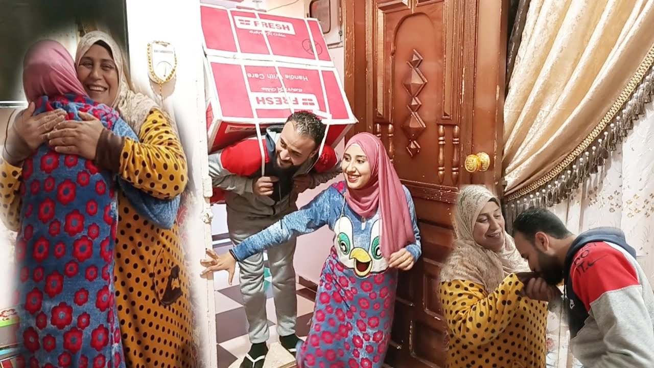دخلنا على حماتى فجأه بهديه عيد الأم🎀خلناها عروسه بالأجهزه الكهربائيه  الجديده رد فعلها أبهرنى🤭