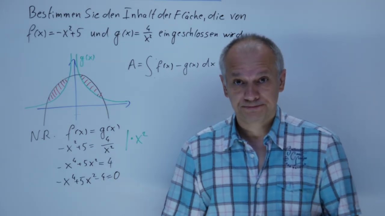 Fläche zwischen zwei Funktionen berechnen; eingeschlossene Fläche, Beispiel 4 | A.18.03