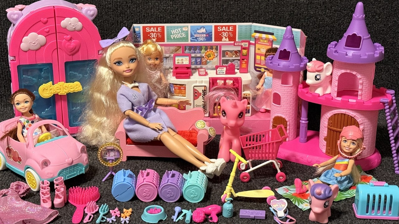 11 Minutes Satisfying with Unboxing Barbie Dream Hair Set Unicorn Hause&Racing Car Review Toys  ASMR