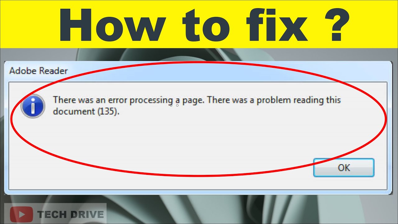 Fix There was an error processing a page. There was a problem reading this document (135) - solved