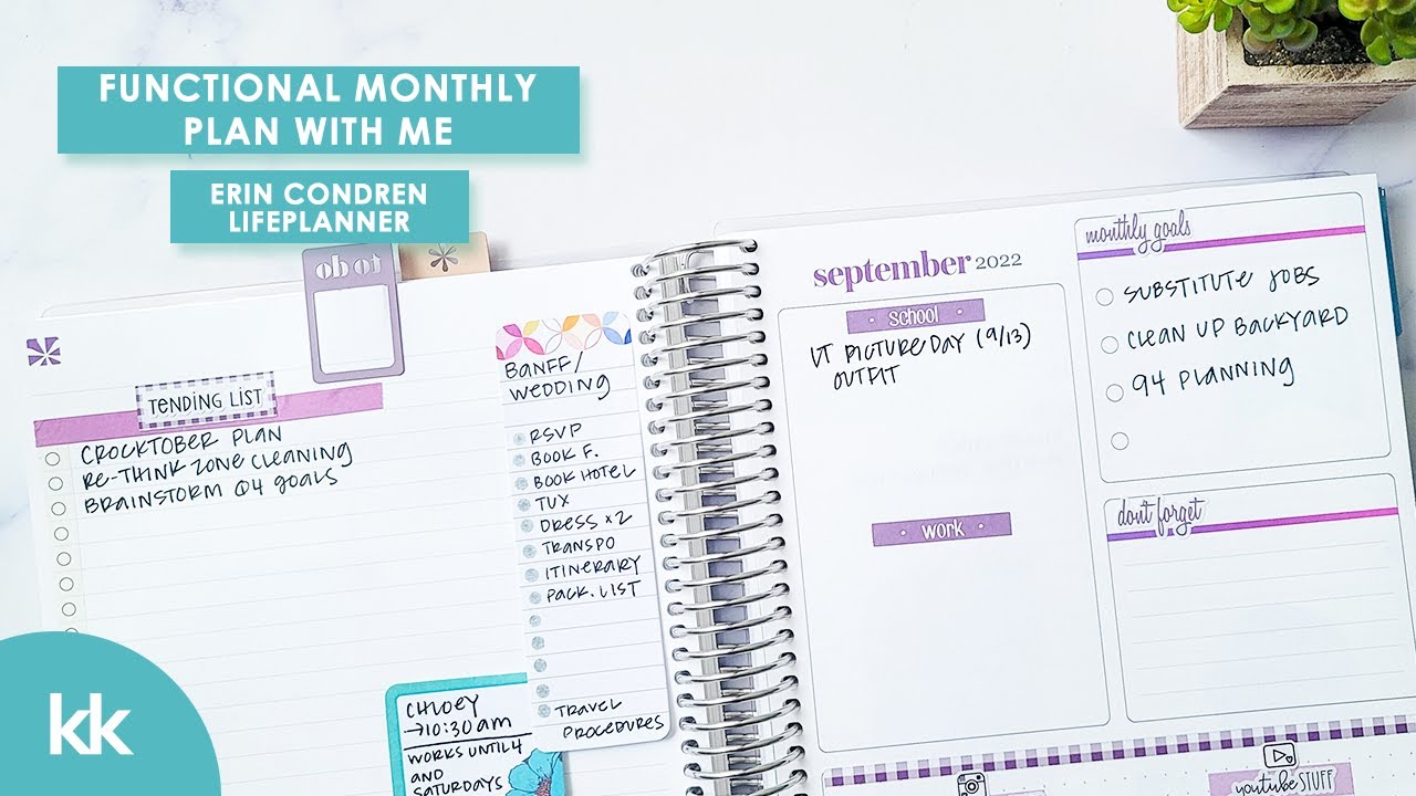 Erin Condren Monthly Functional Plan with Me & Dashboard Planner Sticker Stash Busting Purple Theme