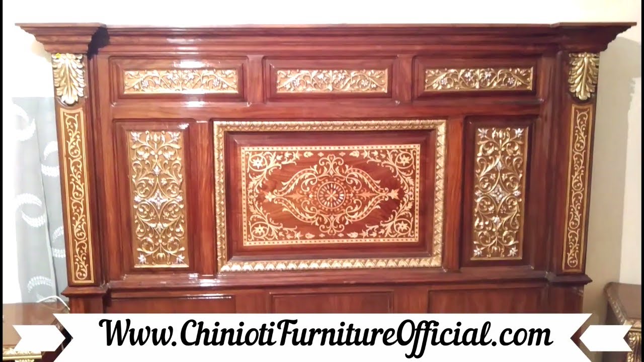 Chinioti High Glass Polish Bed Designs In Wood  With Price Sayed Abdul Chiniot Furniture Market
