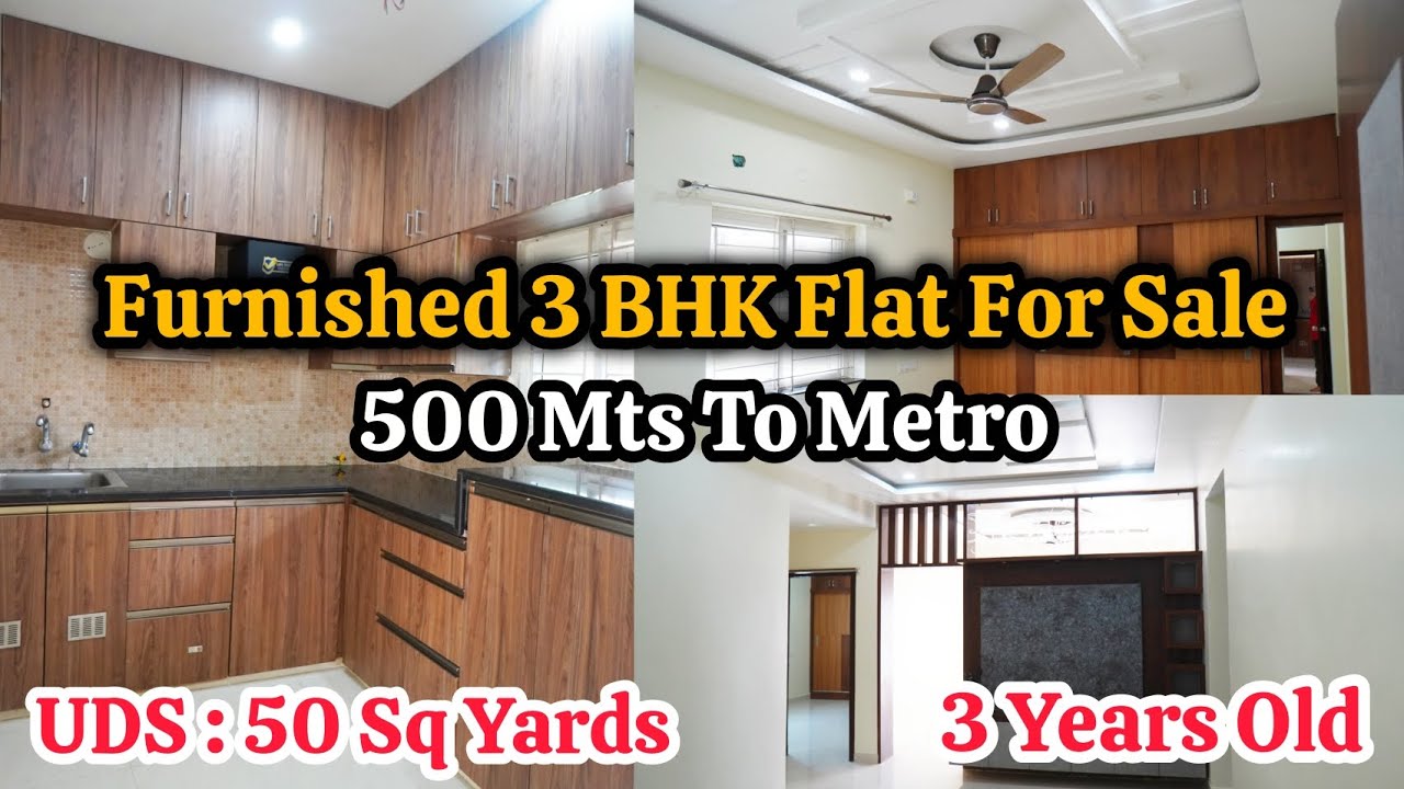 Furnished 3 BHK Flat For Sale | 3 Years Old | 500 Mts To Metro | UDS: 50 Sq Yards | Code: PAR-920 ✨️
