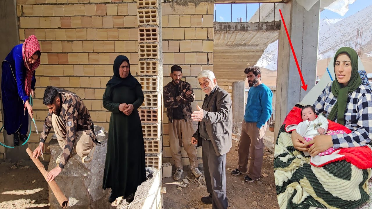 A beautiful and pleasant day with Zahra's nomadic family in the snowy weather