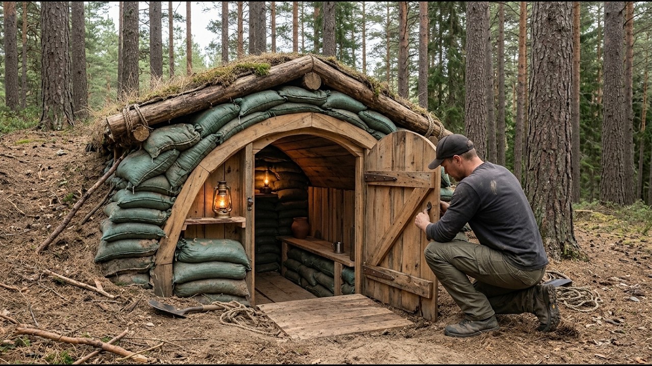 30 Days Building a Hidden and Warm Underground BUNKER | Bushcraft, Survival