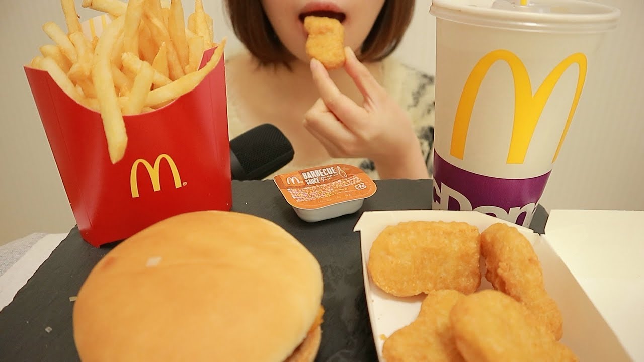 ASMR☆咀嚼音 ハンバーガーポテトナゲット eating sound
