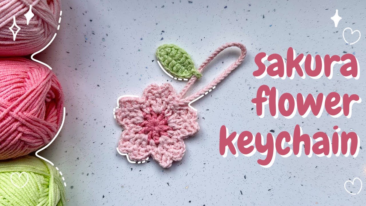 🌸 Брелок для ключей &laquo;Цветок сакуры&raquo; крючком | подробный мастер-класс | подходит для начинающих 🌸
