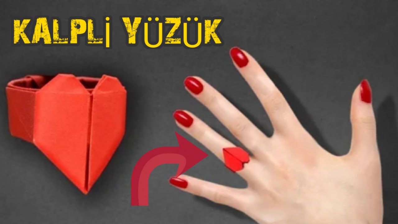 Kağıttan Kalpli Yüzük Yapımı. (Origami Yüzük Yapımı)